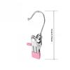 5/10pcs Pink Dip Plastic Non-Slip Hanger Clips, Metal Clothes Pegs with S Hooks for Pants Skirt Storage