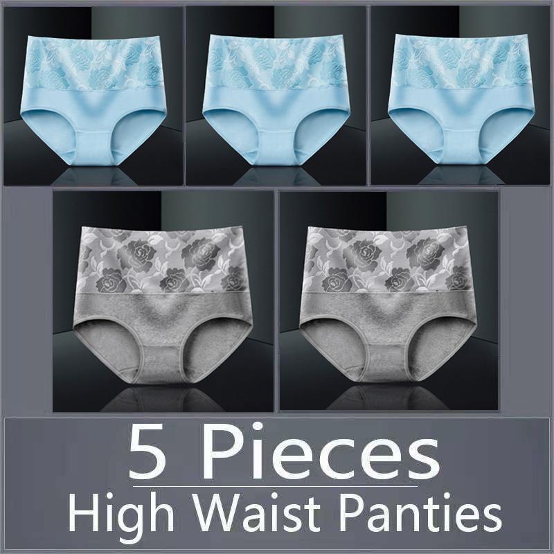 5pcs Women's Panties Pure Cotton Breathable High Waisted Panties Women's Plus Size Underwear