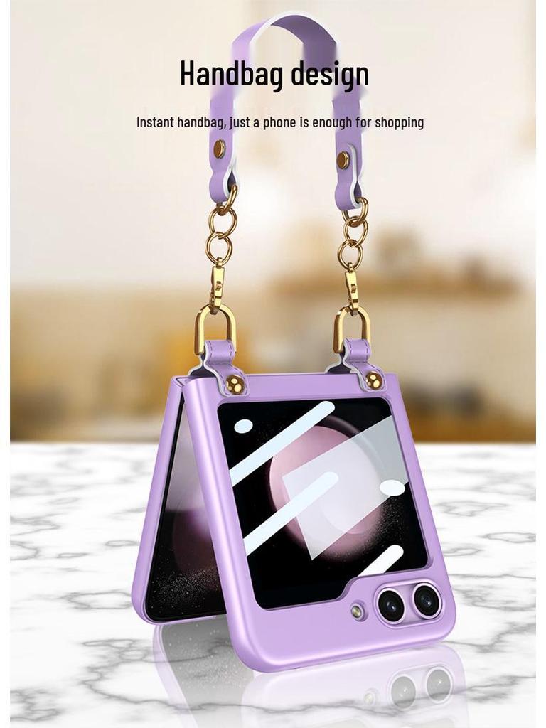 Creative Wrist Strap Foldable Case with Integrated Shell & Film for Samsung Z Flip5