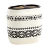 Ceramic Toothbrush Holder Adults Boho Chic Design Dual Opening Black Bathroom Organizer Durable Washable Countertop Accessory