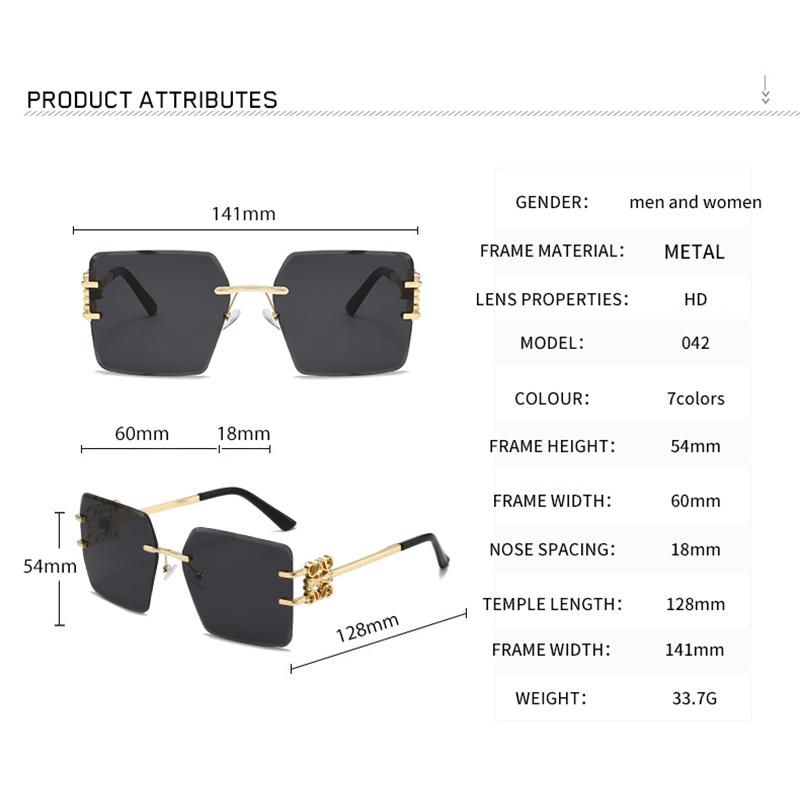 Fashion Frameless Sunglasses Vintage High Quality Women Men Sun Glasses Outdoor Big Frame Female Gradient Shades UV400 Eyewear
