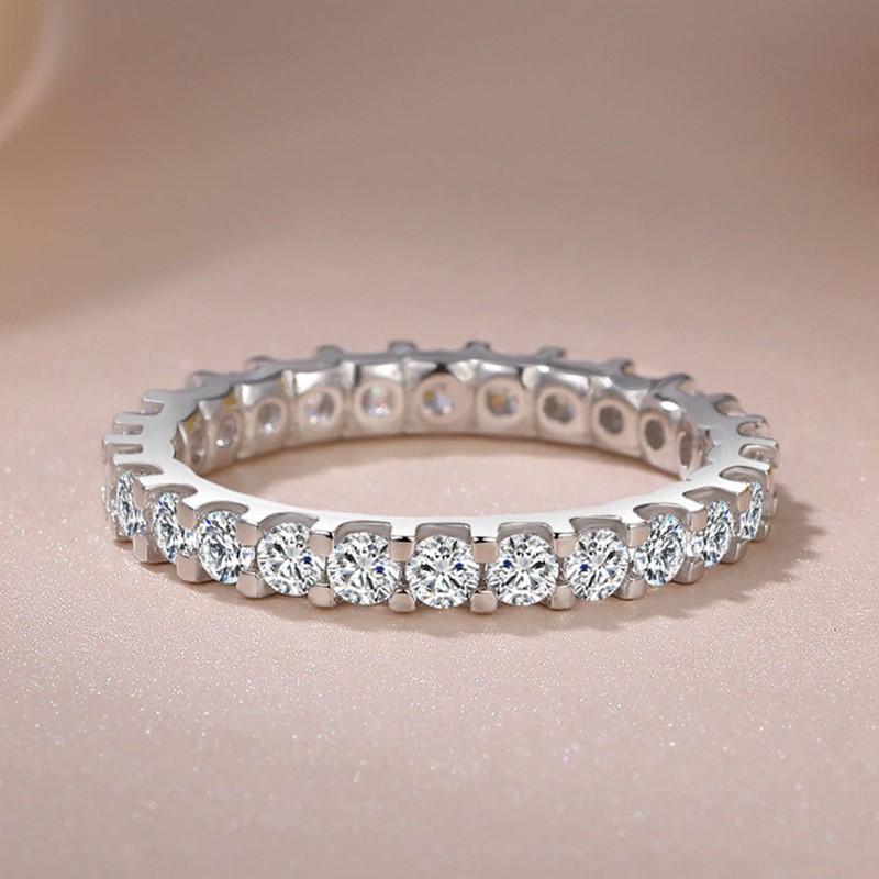 3mm Thin Stackable Ring CZ Eternity Wedding Band for Women Girl Size 5-12