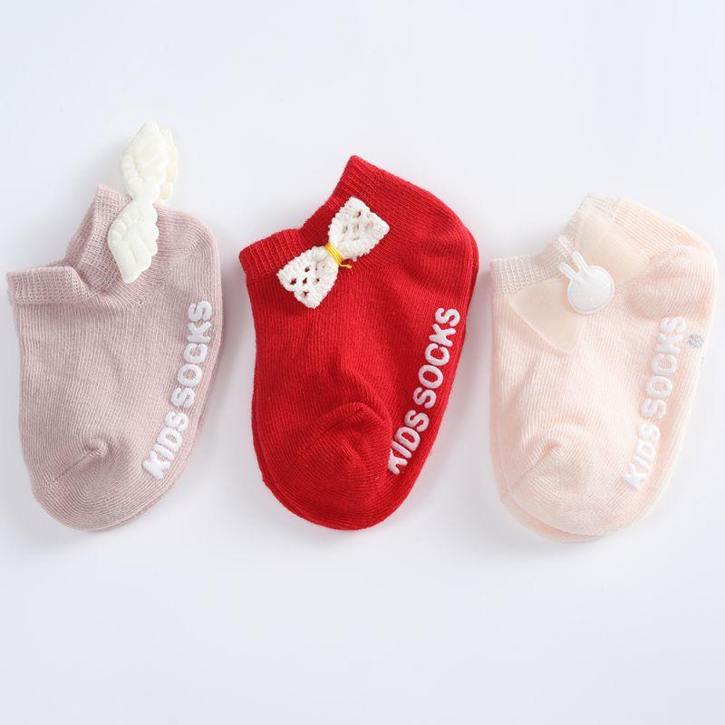 3 Pairs/lot Spring Baby Solid Color Cotton Socks Infant Floor Socks Children Girls Soft Anti-slip Boat Socks  0-5 Years