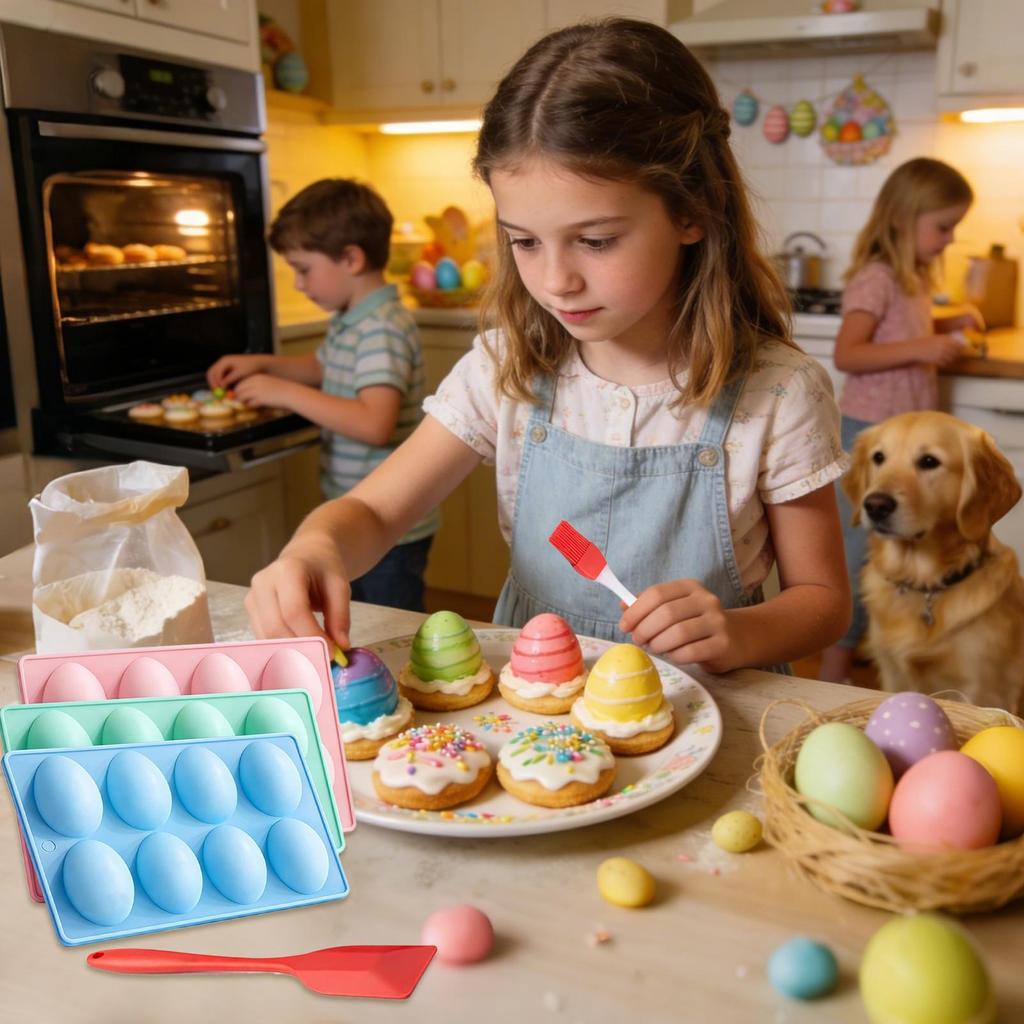 Silicone world DIY Easter Chocolate Egg Silicone Mold Nonstick Cake Decorating Baking Candy Mold Silicone 3D Mold Kitchen Gadget