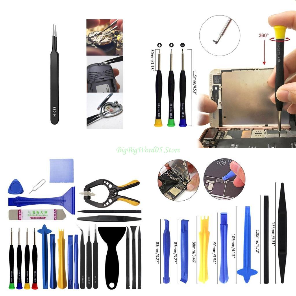 24TE Opening Pry Tool Professional Phone Repair Kit with Spudger Tweezers Screwdrive Repair Screwdriver Set for Smartphones