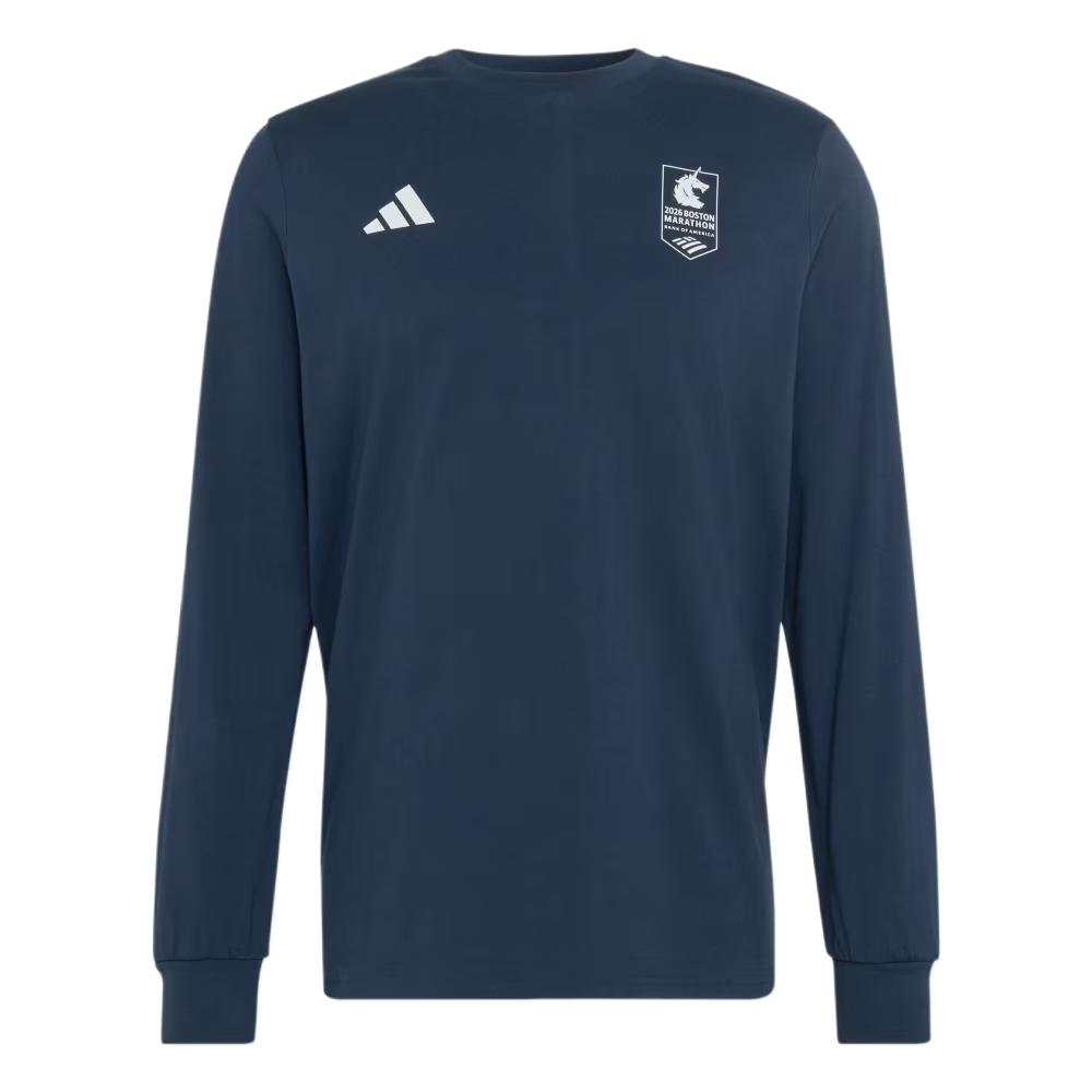 adidas Men s Long Sleeve Cotton Running T-Shirt Aurora Ink KG4576 2XL