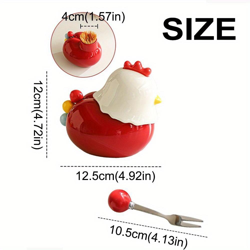 Ceramic Toothpick Holder with 6 Colorful Egg-Shaped Compartments ,Decorative Kitchen & Dining Accessory, Durable Ceramic Construction