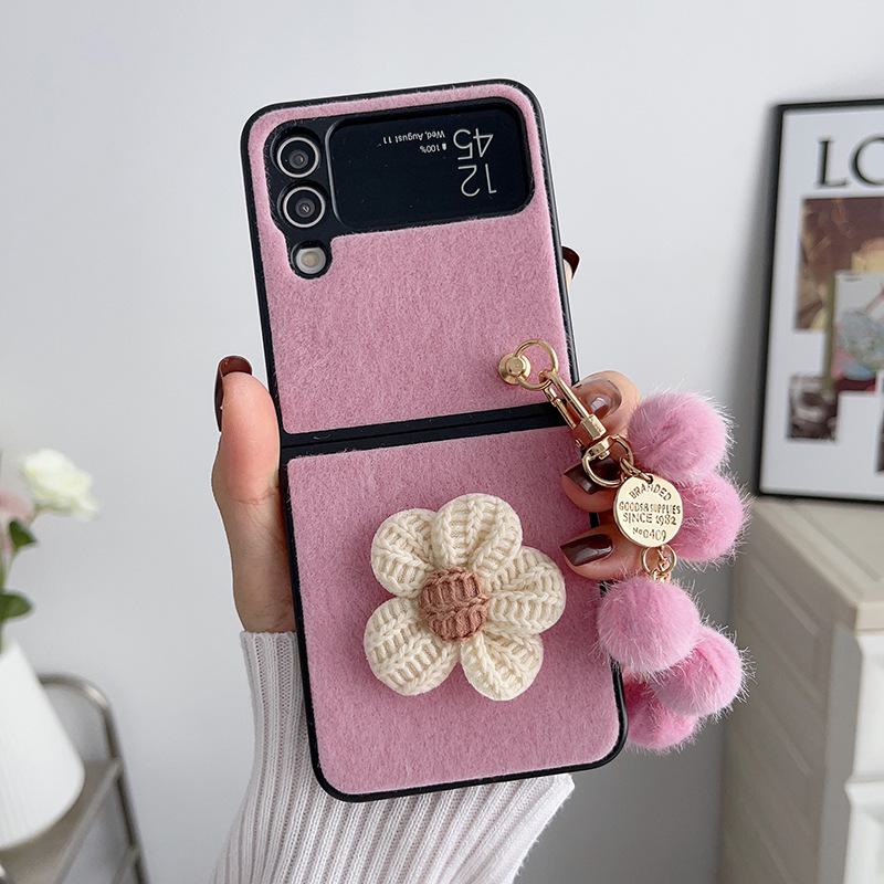

Samsung Galaxy Z Flip 3/4 норковый плюшевый подсолнух подвеска складной экран защитный чехол Z Flip4