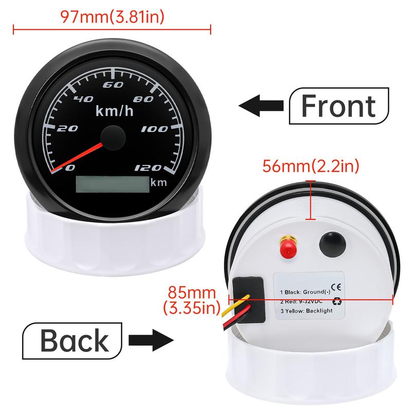 85mm GPS Speedometer 120km/h Speed Gauge + GPS Antenna Odometer ATV UTV Motorcycle Car Truck Boat Yacht 9-32V 7 Colors Backlight