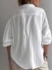 Linen Long Sleeve Lazy Style Button-Up Lapel Shirt