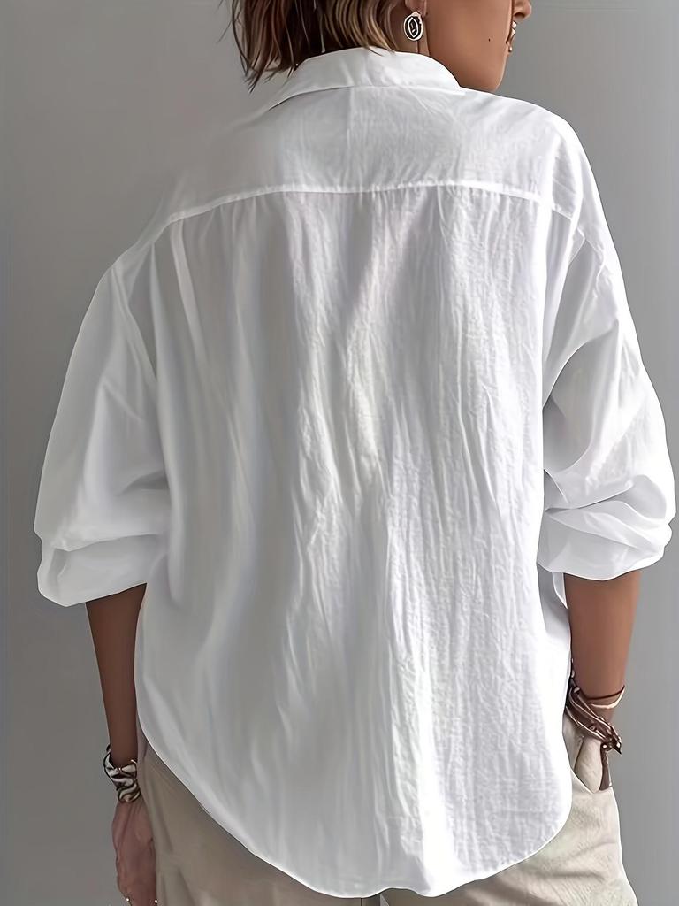 Linen Long Sleeve Lazy Style Button-Up Lapel Shirt