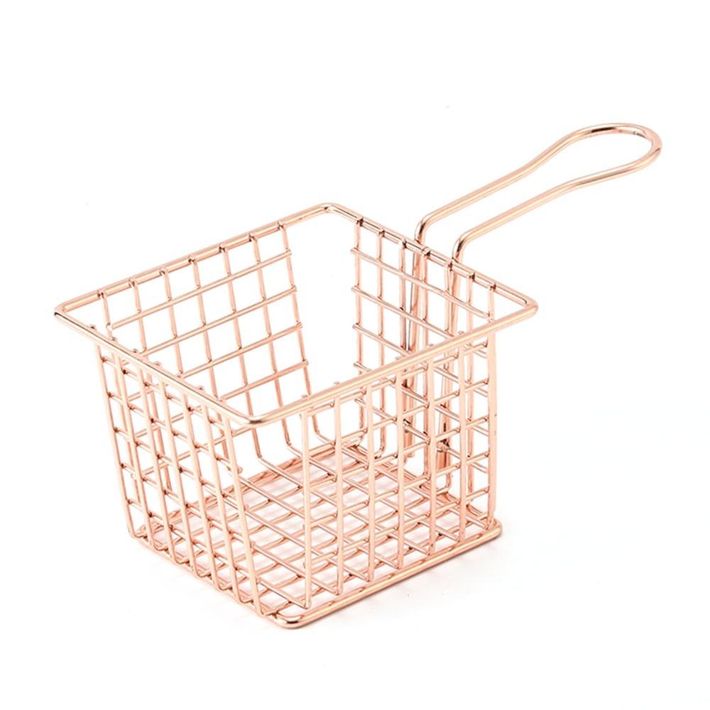 Silver Rose Gold Gold Fryer Basket Iron Frying Strainer French Fry Holder Restaurant Home Kitchen