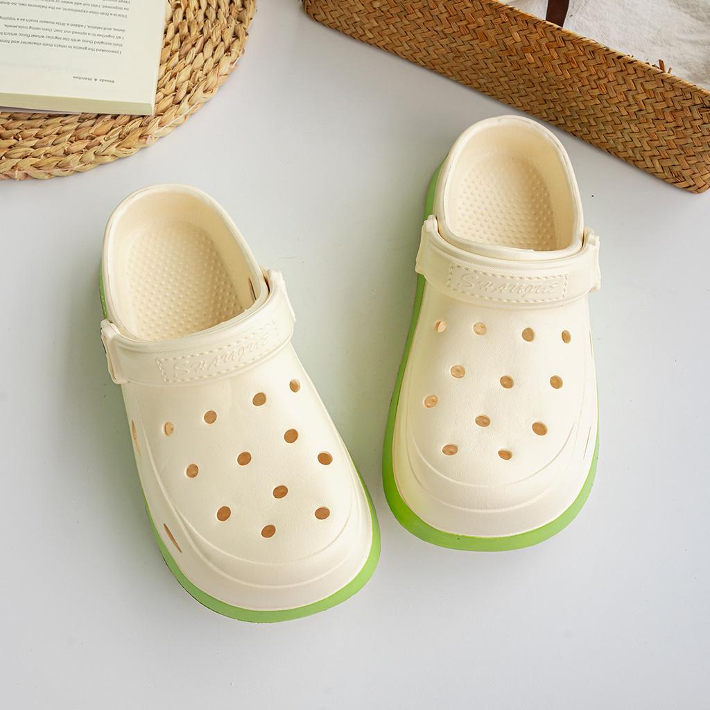 Summer Hundred Men and Women Couple Cave Shoes Outside Wear Flat Bottom Non-slip Slippers Fashion Thick Bottom Sandals