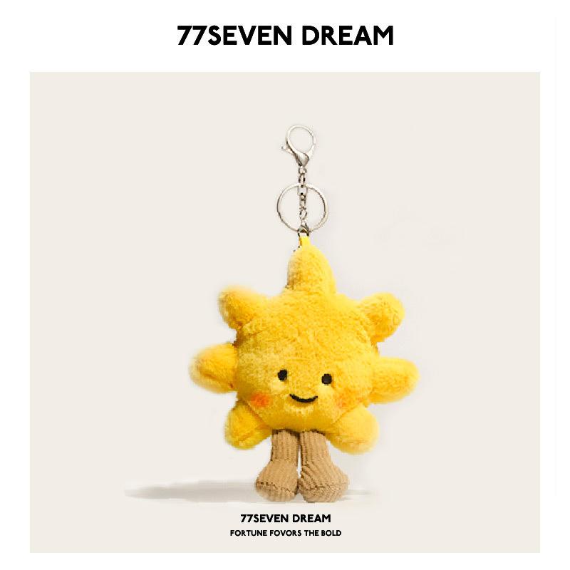 

Cute Plush Sun Keychain, Yellow Sun Bag Charm with Red Knit Hat,Plush Sun Keychain, Cute Goggle Charm