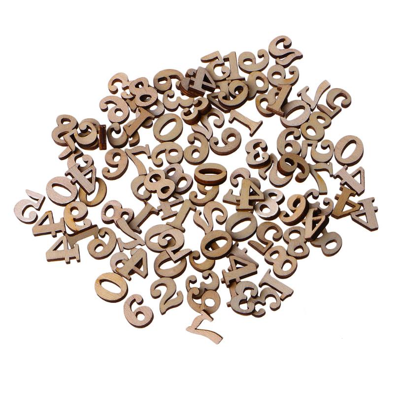 

Wooden Numbers Embellishments 100Pcs 0-9 Number Wood Crafts Making for Home Festival Arts Crafts DIY Decor Displays DropShipping светло-коричневого