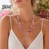Delicate Texture Necklace Layered Flower Set for Women Dainty Crystal