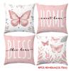 Vikama Pink Butterfly 45X45Cm Pillow Cover Soft Decorative Cushioncase For Sofa Bedroom Living Room Home Decor