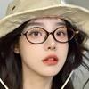 2PCS Fashionable Y2K Oval Blue Light Shielded Women's Glasses with Simple Retro Decoration for Reading Newspapers