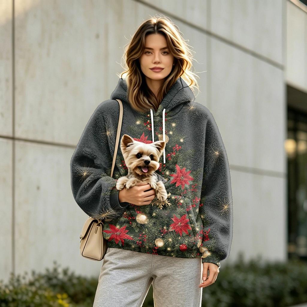 Unisex Sport-Hoodie mit Hundetasche, Langarm Pullover Sweatshirt