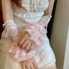 Lace Arm Warmers with Ruffles & Bows, Balletcore Lolita Long Fingerless Gloves for Women, Sweet Gothic Cosplay Costume Accessories