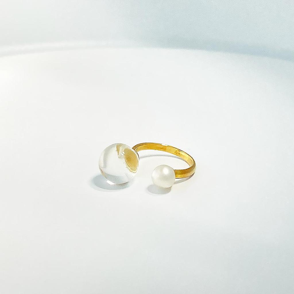 Pearl and Dew Ring - Handmade 925 Sterling Silver Jewelry for Women's Gift