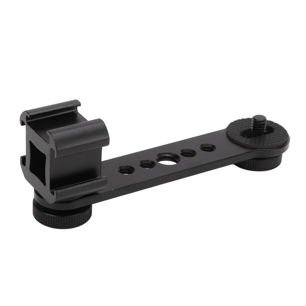 Triple Cold Shoe Extension Bracket Aluminium Alloy Microphone Stand Mount Adapter for Tripod Monopod Stabilizer Black