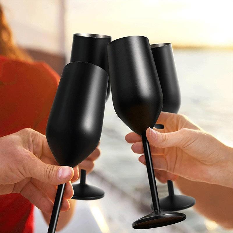 Elegant Gold Silver Stainless Steel Champagne Glasses Cocktail Glass Goblet Best Gift For Wedding Party Birthday Party Christmas