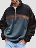 Herrhöst/Vinter Halvdragkedja Fleece Ståkrage Färgblock Jacquard Sweatshirt