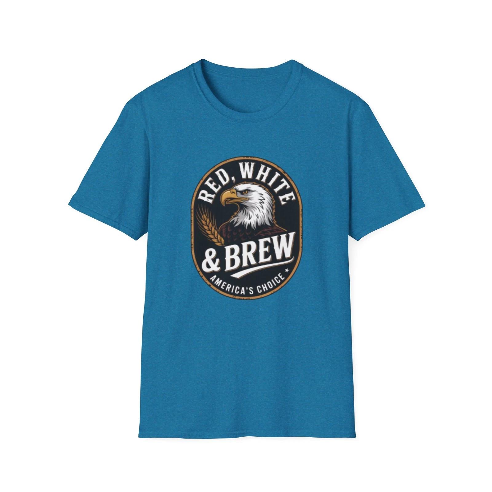 -Red White & Brew eagle logo T-Shirt | Americana coffee design 2XL