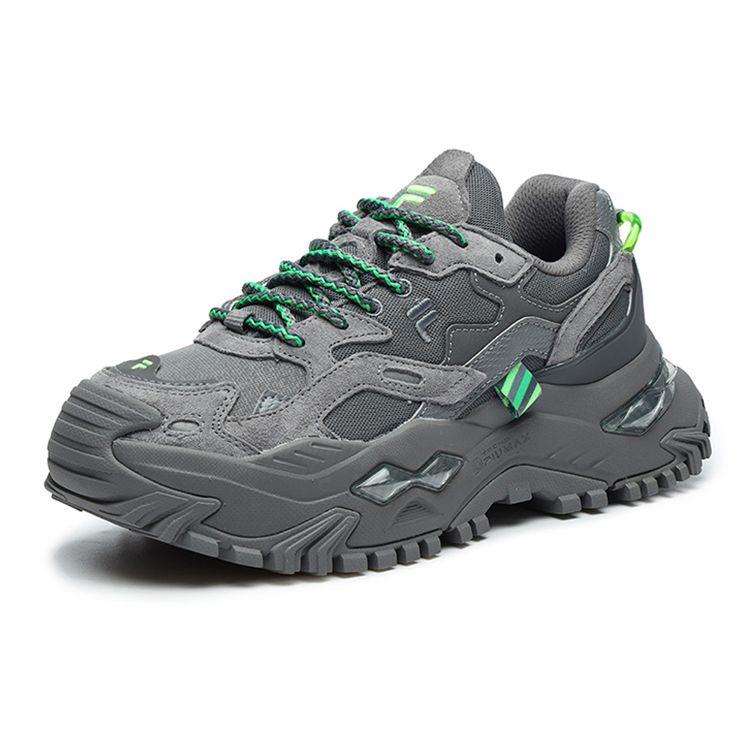 Fila Fusion Bianco Hard Candy Fabric Synthetic Leather Pigskin Thick Sole Low Top Dad Shoes Women sneaker Mystery-Gray T12W219102FFC