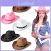 Riveted Leather Cowboy Hat With Large Brim And Sun Protection For Outdoor Wear