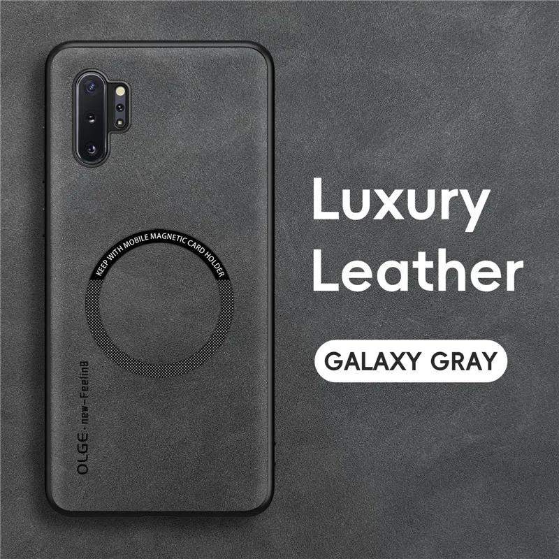 

Магнитный Ретро Кожаный Мягкий Чехол Для Samsung Galaxy Note10 Plus Note10 Plus Беспроводная Зарядка Чехол-Крышка для Телефона Galaxy Note10 Plus серый
