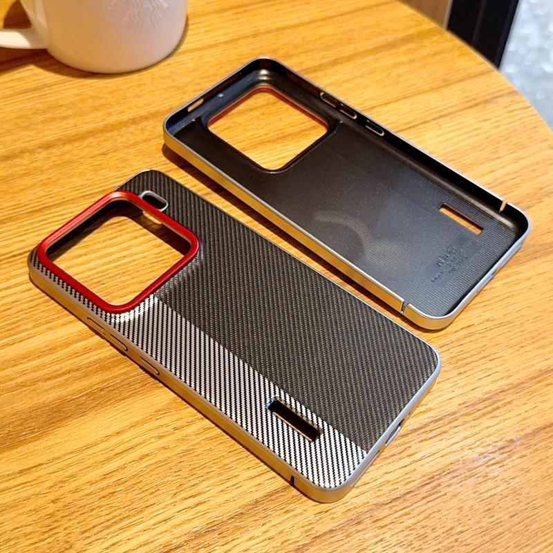For Xiaomi 15 Pro Case Camera-Style Carbon Fiber Texture Leather+PC Phone Cover