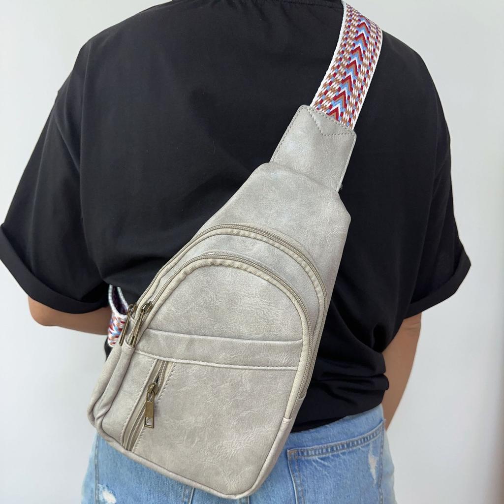 Women's Bag Casual Fashion Retro Breast Bag Solid Color Crossbody Bag Bohemian Style Fanny Bag