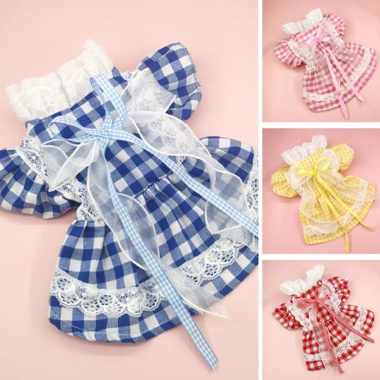 Pet Dress Sweat-absorbent Breathable Non-shrink Washable Colorfast Lattice Lace 2-Legged Dog Lolita Skirt Pet Accessory