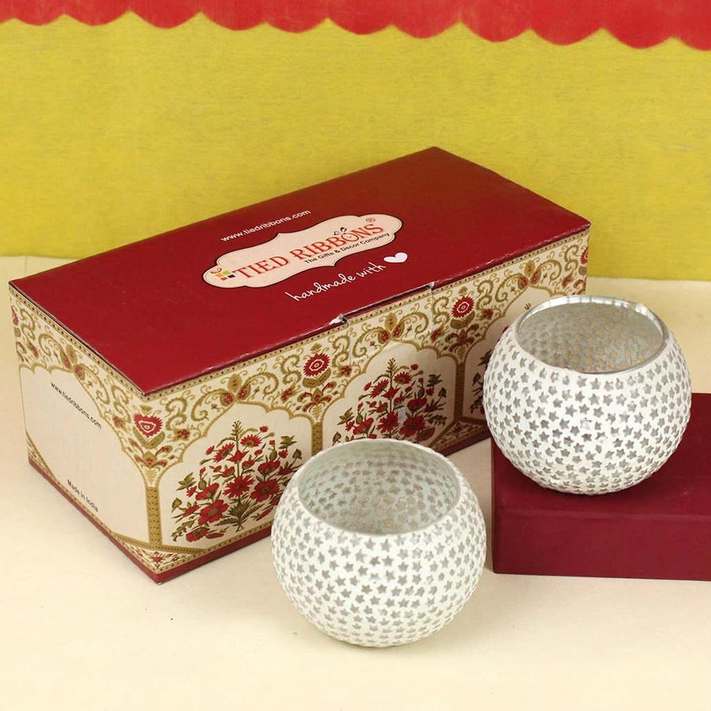 Pack of 2 Turkish Mosaic Glass Votive Tealight Candle Holders - Decorations Items for Home Table Decor Gifts (Glass) - Decor - Gifts
