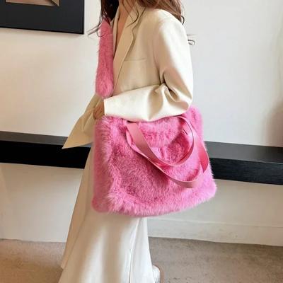 Soft Solid Zipper Magnetic Buckle Sweet Shoulder Bags  Sewing Line  Velvet Bags for Women  Hot Sale Casual Bags for Women