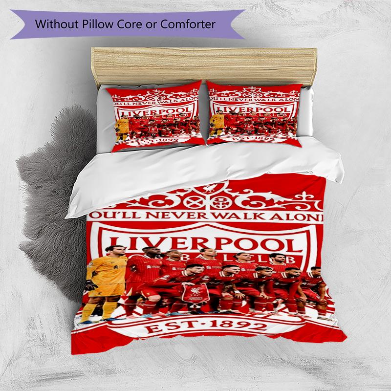 Set copripiumino 3 pezzi (1*Copripiumino + 2*Federe, Senza Nucleo),Set Biancheria da Letto con Stampa Liverpool F.C, Decorazione Camera da Letto, Per Tutte le Stagioni, Regalo di Compleanno