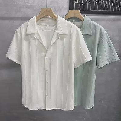 Japanese Style Solid Color Short Sleeve Shirt for Youth