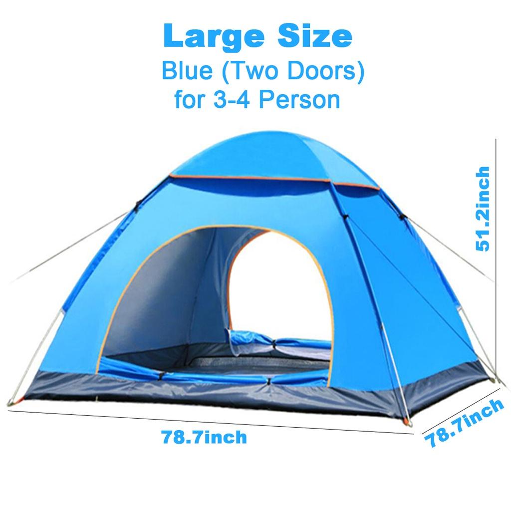 Fully Automatic Pop-Up Quick Shelter Outdoor Travel Hiking Waterproof Camping Tent 1-4 Person Portable Tent Instant Set Up Tent