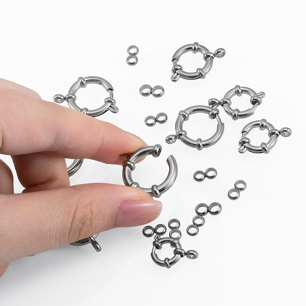 4pcs Stainless Steel Spring Clasps Round Clasp Bracelet Connectors for DIY Necklace Jewelry Making Accessories 10 12 14 16 18mm