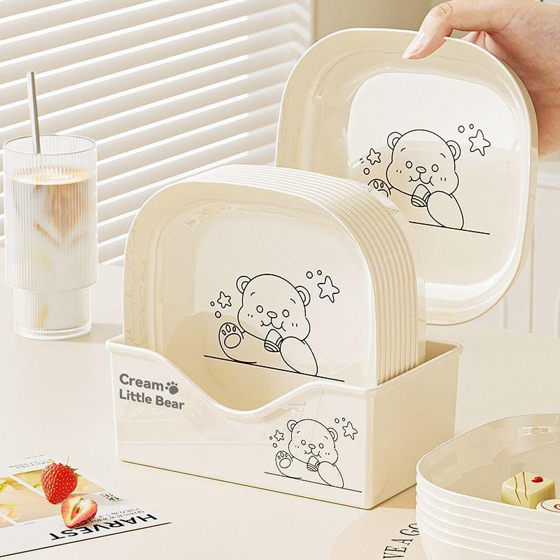 Home Cartoon Bone Spitting Plate Set, Dining Table Plates, Plastic Material, Living Room Fruit Plate, Garbage Plate