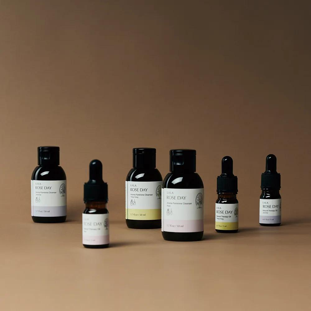 LALA ROSE DAY Travel Kit (Feminine Cleanser 50ml, Natural Therapy Oil 5ml) Rose