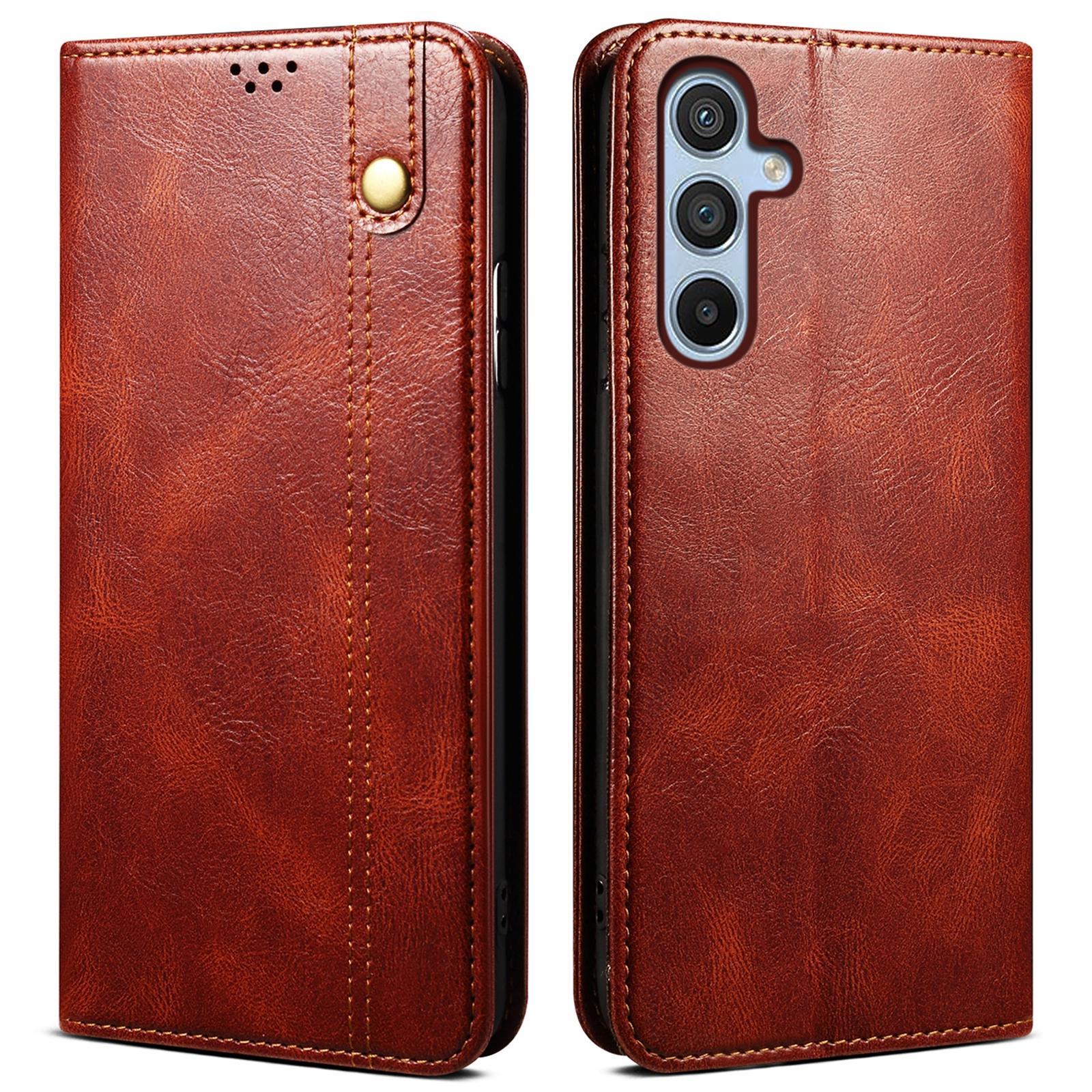 

For Samsung Galaxy S25 Case Crazy Horse Texture Waxy Leather Wallet Stand Phone Cover B
