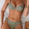 European and American split swimsuit for women, sophisticated floral floral sexy halter tie swimsuit, beach bikini