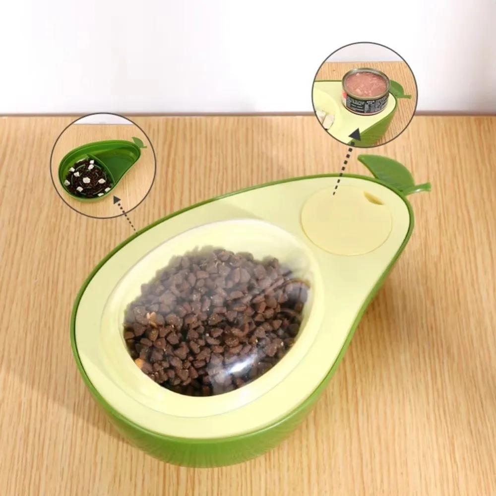 Avocado Feeder and Water Bowl for Cats Dual Bowl Moisture Proof Mouthpiece Multifunctional Pet Automatic Watering Device
