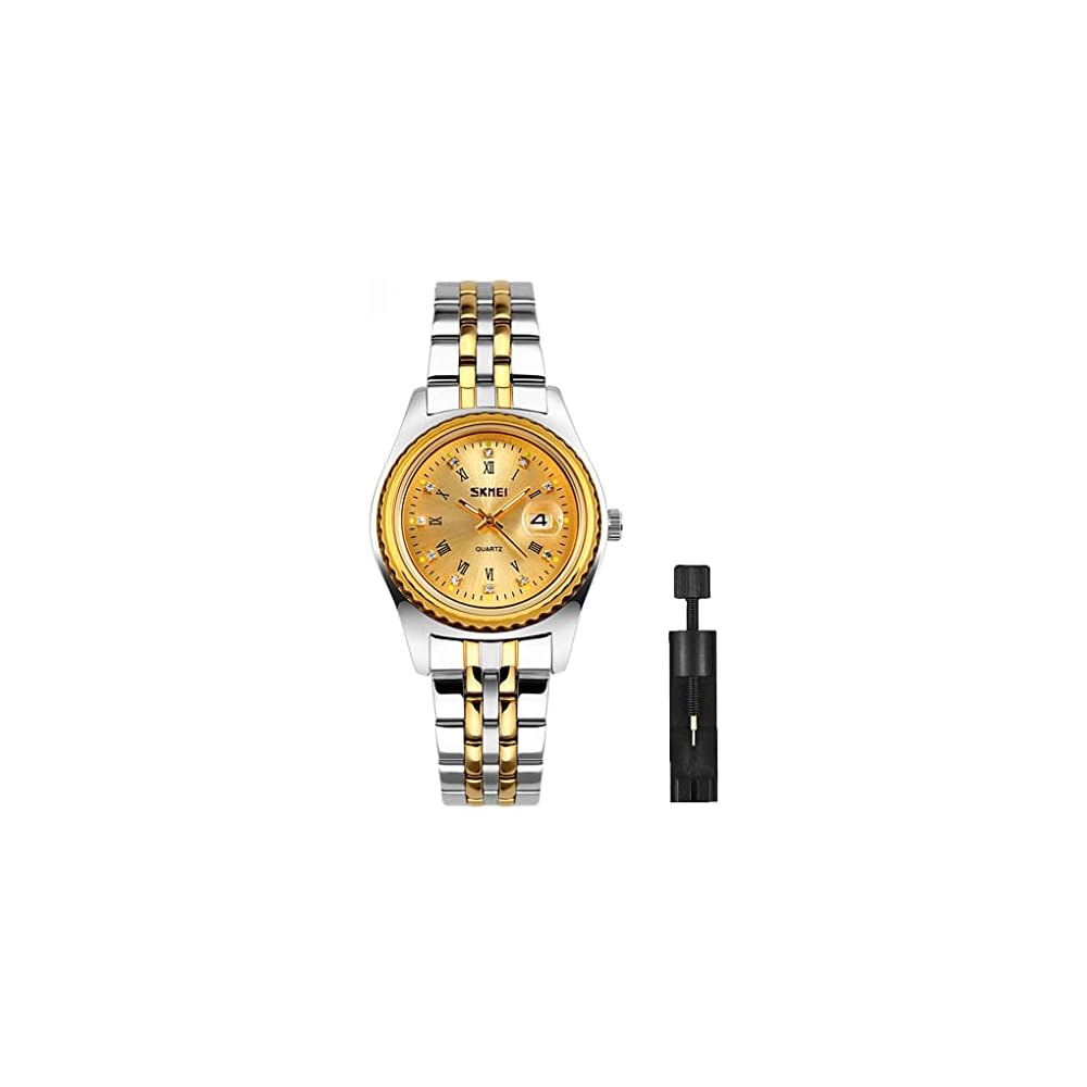 Elegant Women s Analog Quartz Watch Gold Silver Stainless Steel Waterproof Classic Casual Date
