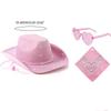 Glittering Pink Cowboy Hat Bandana Sunglasses Costume Women Musical Festival Dress Up Costume Bachelorette Party Props
