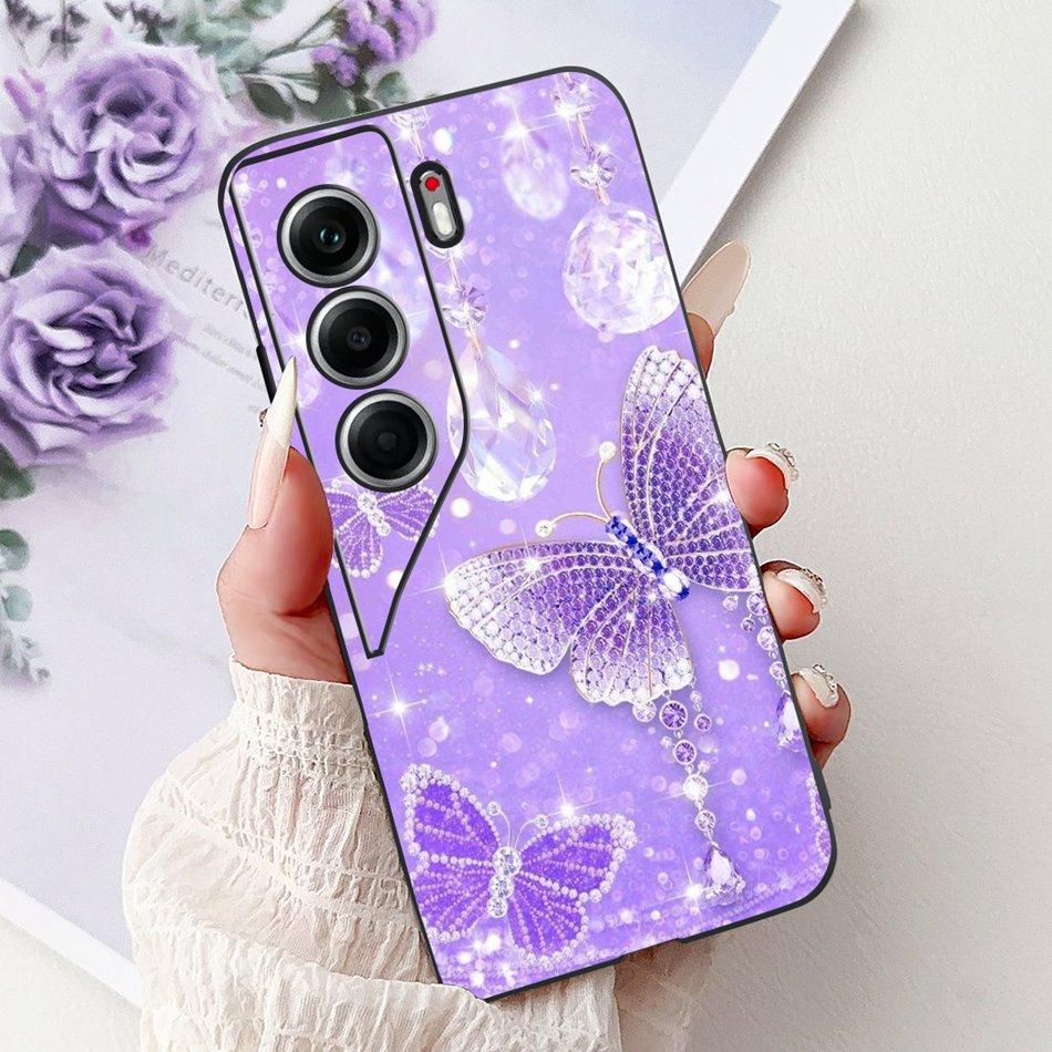 For Tecno Camon 40 Pro 4G Camon40 Elegant Floral Cat Phone Case For Camon 40 40Pro 4G CM6 CM5 Black Silicone Soft Cases Bumpers