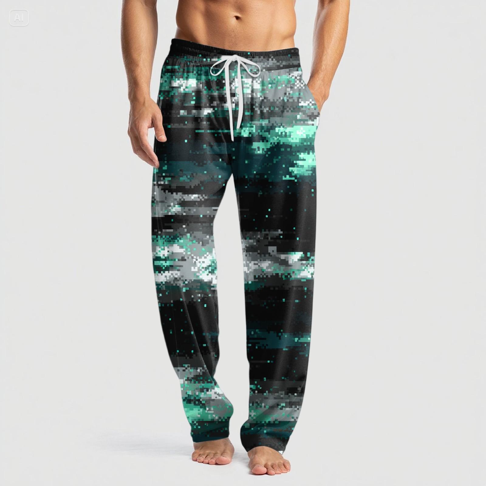 

Мужские вязаные повседневные брюки с карманом и принтом на Хэллоуин, пижамные брюки XL тёмно-синий